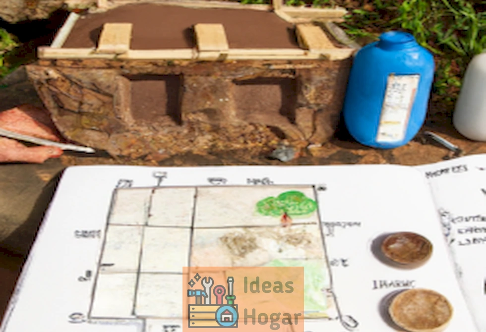 Imagen de un paso a paso detallado de la construcción de una casa hobbit, con materiales e instrucciones visibles, incluyendo el costo total del proyecto.