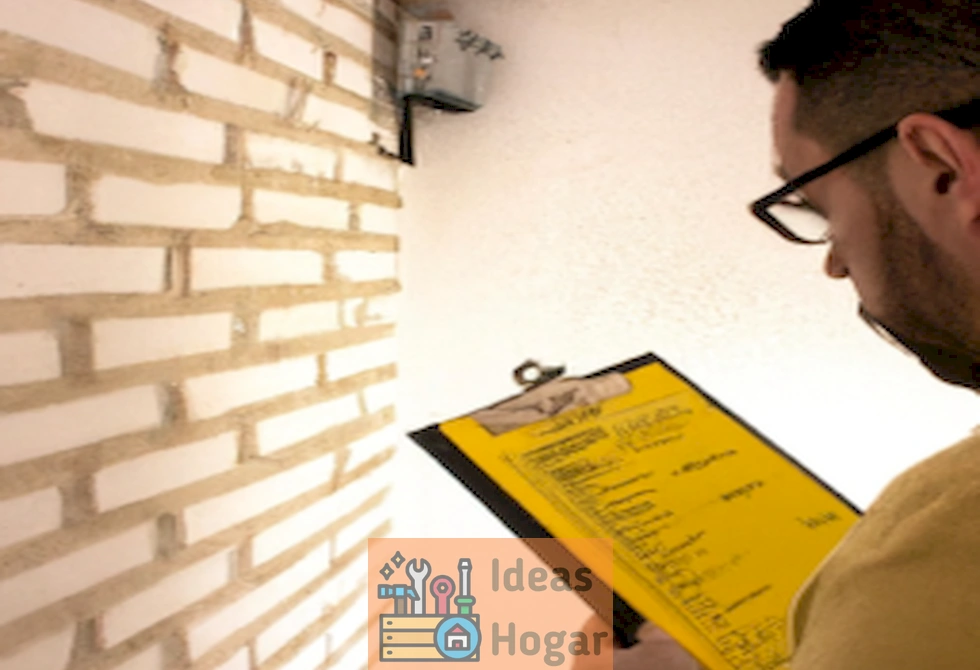 Imagen ilustrativa de un inspector revisando un apartamento con una lista de verificación en mano, enfocado en detalles como paredes, suelos y sistemas de ventilación.