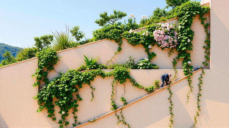 Un jardín vertical sereno y armonioso