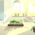 Un jardín interior cálido y sereno