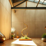 Combinación de madera clara y piedra natural en terrazas