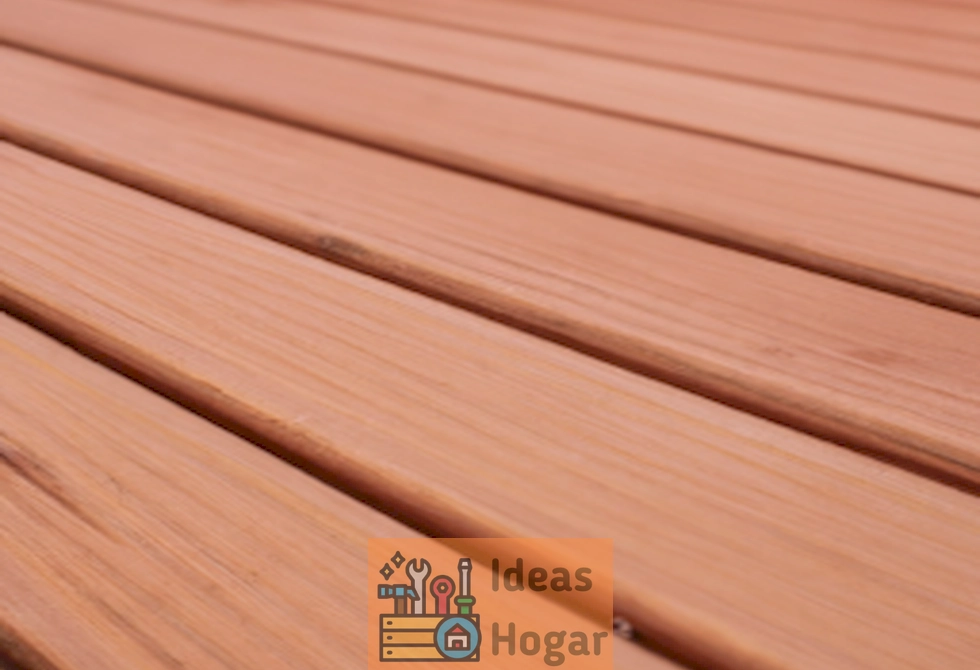 Deck de madera al aire libre en perfecto estado, sin grietas ni daños visibles.