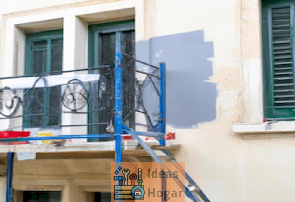 Imagen de una fachada de casa siendo pintada, resaltando la importancia de mantener en buen estado la apariencia exterior del hogar.