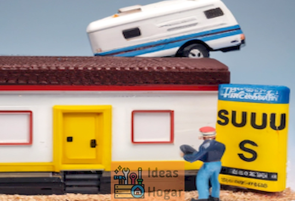 Imagen ilustrativa de una casa móvil siendo nivelada con un operador y equipo especializado en el año 2024