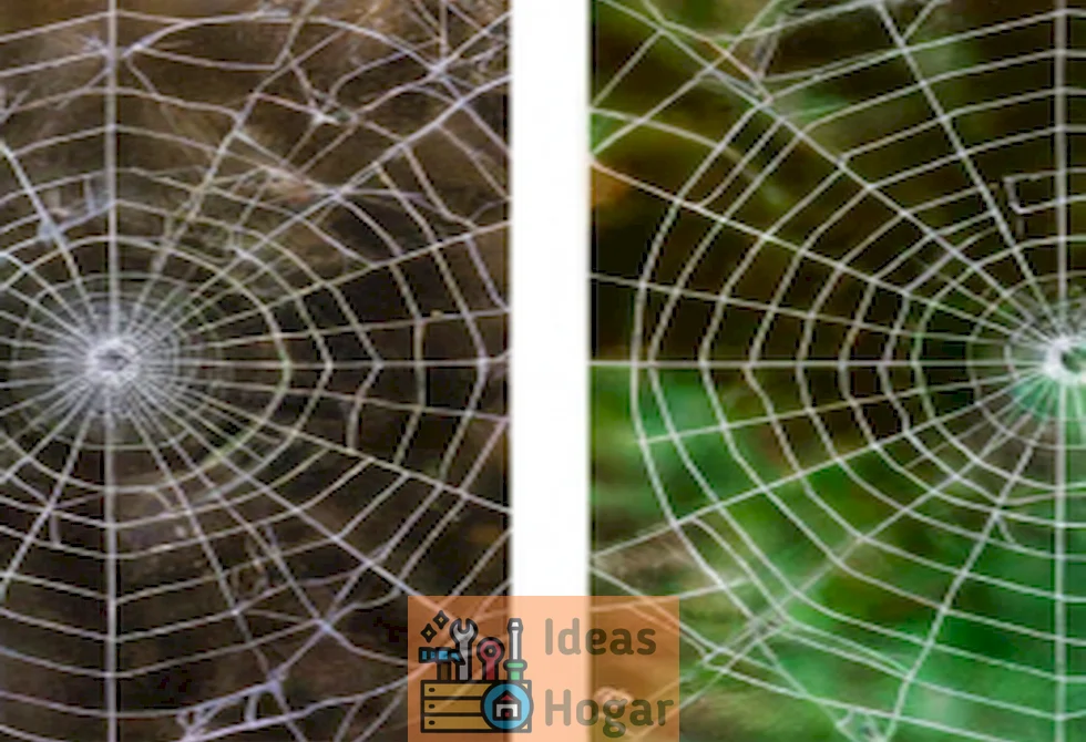 Comparación visual entre telarañas comunes y telarañas de araña: ilustración detallada de ambas para diferenciarlas fácilmente.